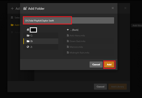 add music folders on plex