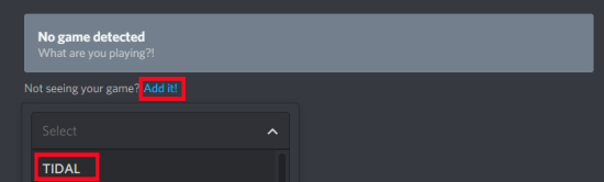 add tidal as a game on discord