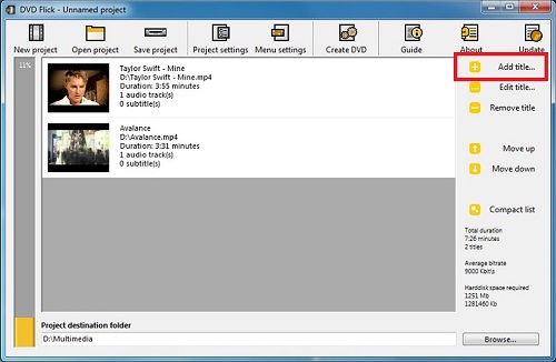 add title to dvd flick