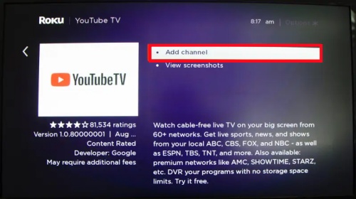 add youtube to roku