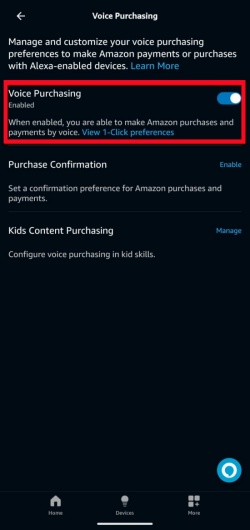 alexa manage voice purchasing