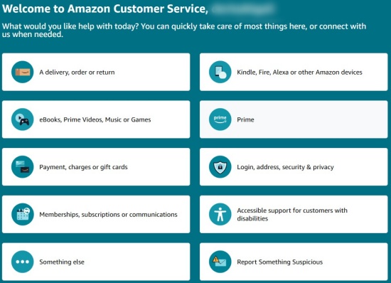 amazon customer service interface