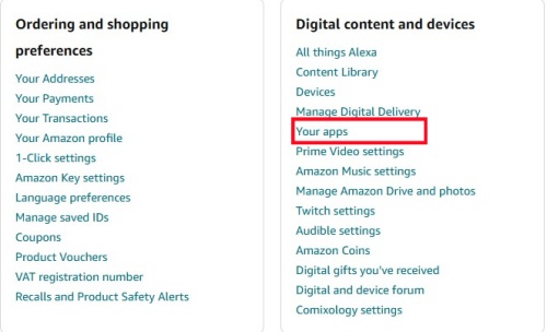 amazon manage your apps