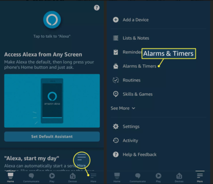 amazon music alarms timers on alexa