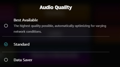 amazon music audio quality setting