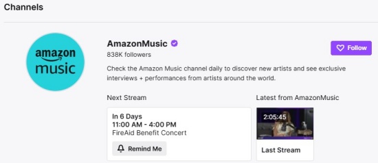 amazon music channel on twitch