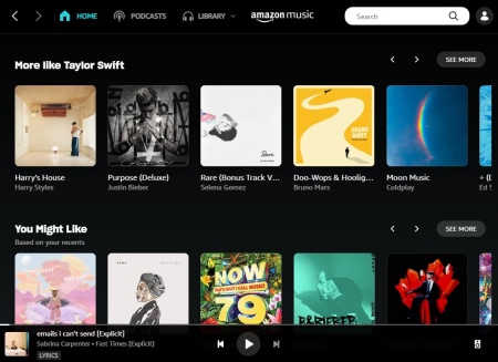 amazon music main interface