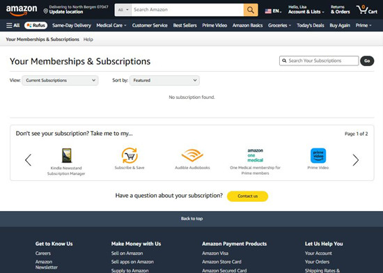 amazon your memberships and subscriptions