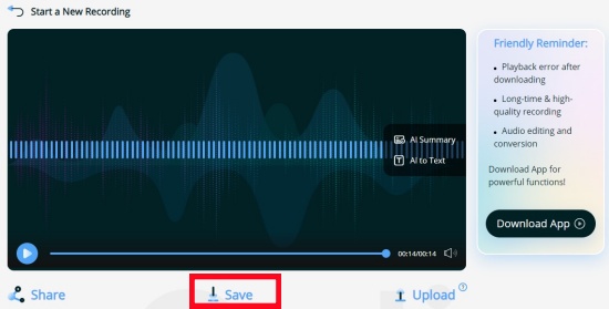 apowersoft online audio recorder save audio