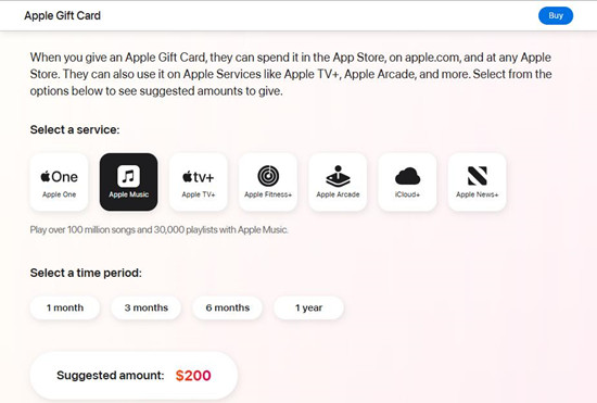 apple gift card apple music 1 year