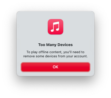 apple music too many devices