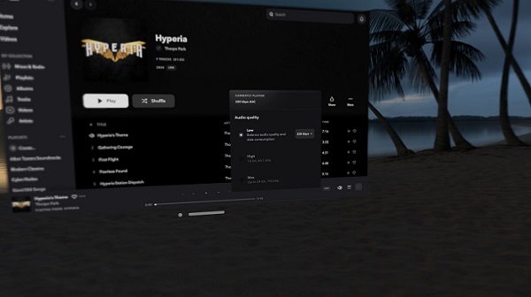 apple vision pro tidal web player