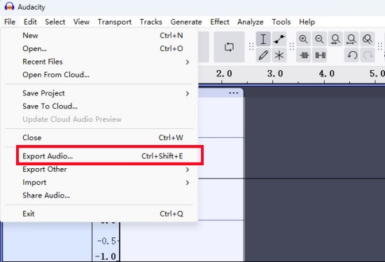 audacity export audio