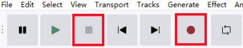 audacity record and stop button