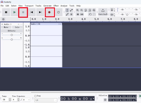 audacity start stop button