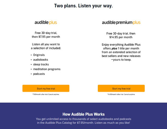 audible plans and pricing