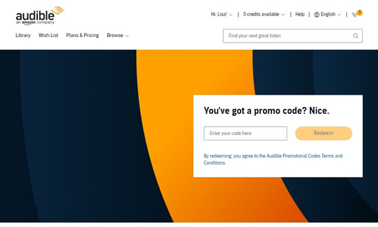 audible redeem promo code