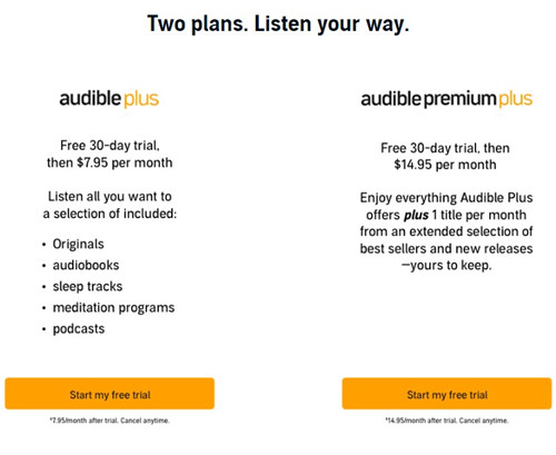 audible two plans