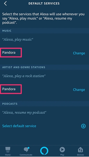 change default music on alexa