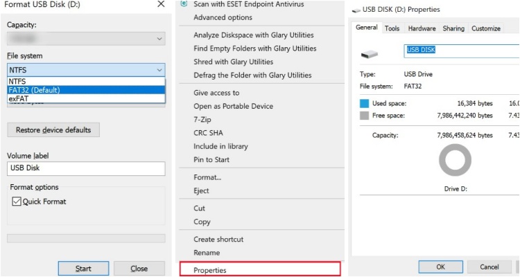 change usb drive file system