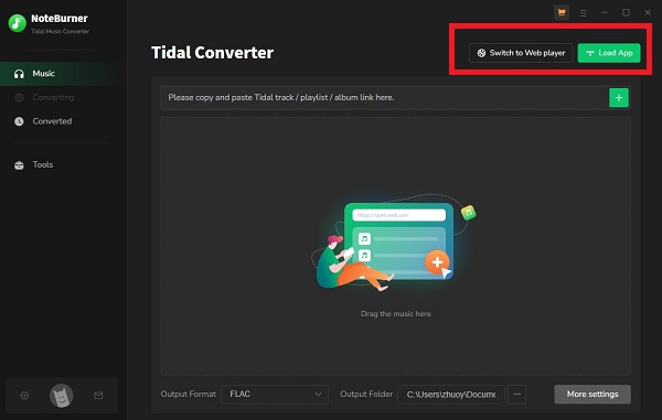 choose tidal download mode in audicable