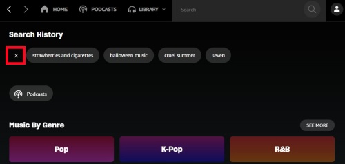 clear amazon music search histroy