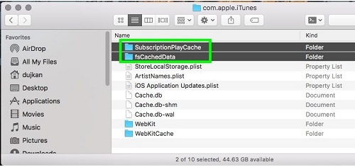 clear itunes cache on mac