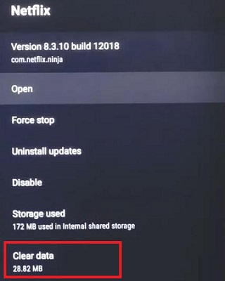 clear netflix data on tv
