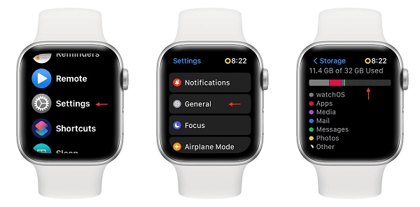 clear storage on apple watch