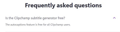 clipchamp is free for subtitle generator