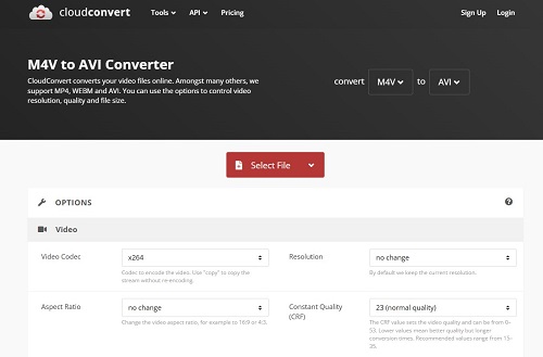 cloudconvert m4v to avi