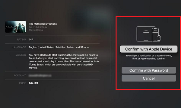 confirm the apple purchases on smart tvs