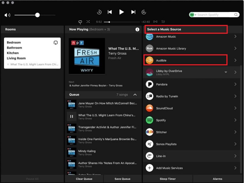 connect audible to sonos via sonos desktop app