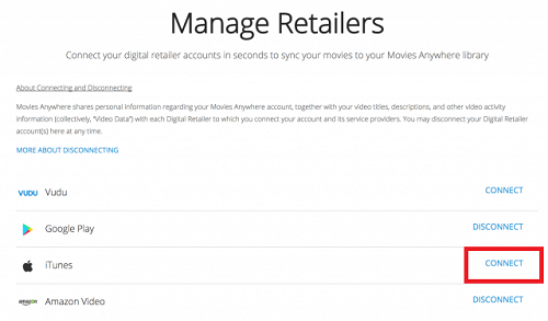 connect itunes to movies anywhere