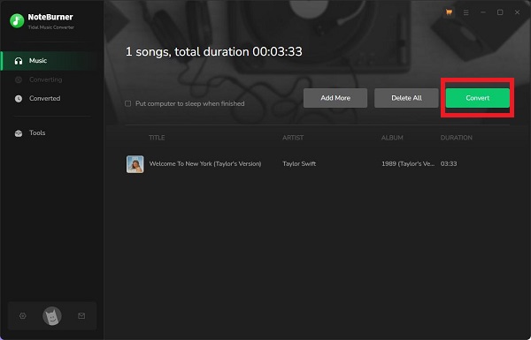 convert tidal music via noteburner