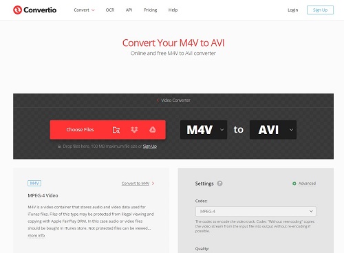 convertio m4v to avi