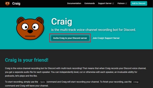 craig bot invite to discord server