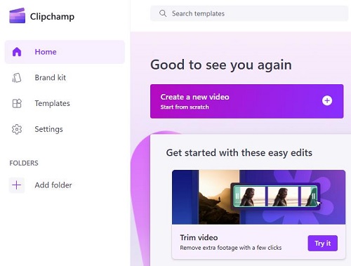 create a new video on clipchamp