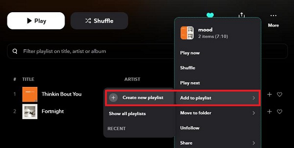 create tidal playlists