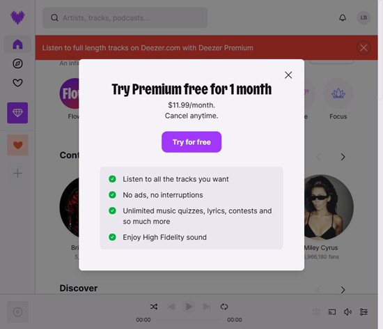 deezer try premium free