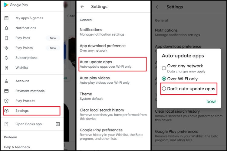 disable auto update app on google play store