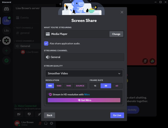 discord screen share preferences