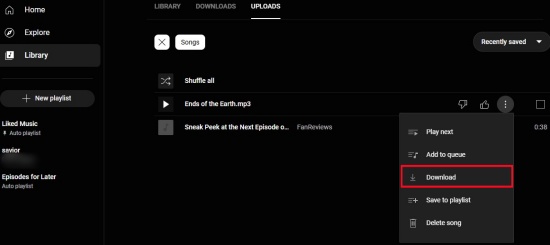 download youtube music uploaded music