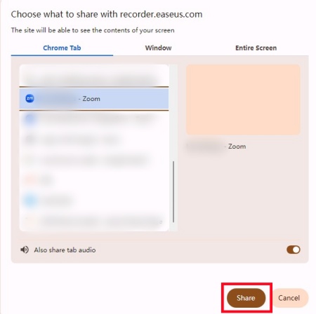 easeus online screen recorder share screen