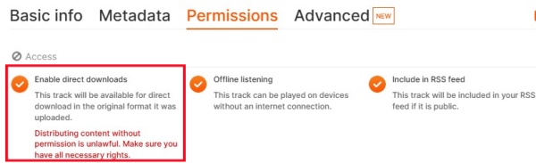 enable direct downloads for soundcloud tracks