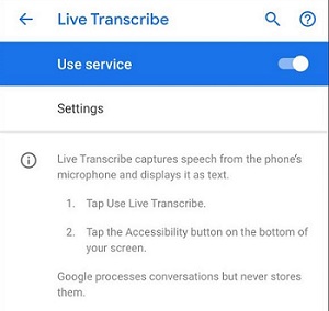 enable live transcribe