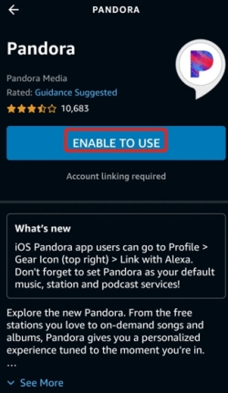 enable pandora on alexa