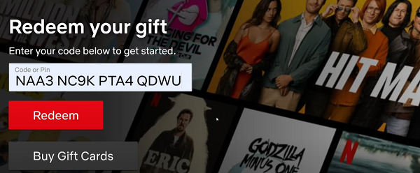 enter netflix gift codes