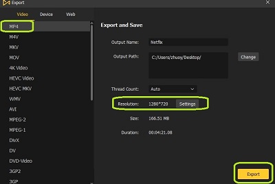 export the recorded netflix in mp4