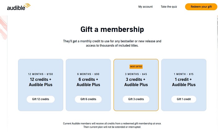 gift an audible membership